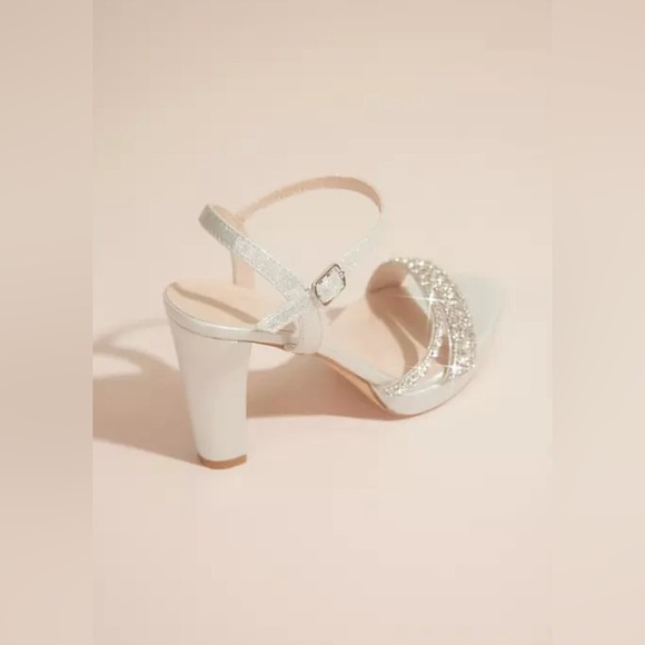 crystal embellished metallic platform heels size 7 padded heel - Picture 2 of 5